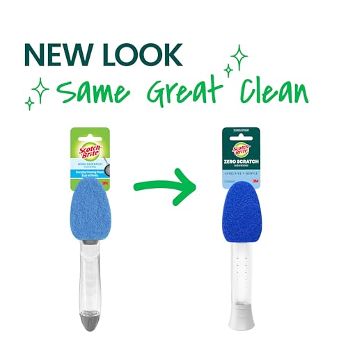 Scotch-Brite Non-Scratch Dishwand Kit, Includes 1 Wand & 8 Refill Pads, Keep Hands Out of the Mess, Blue