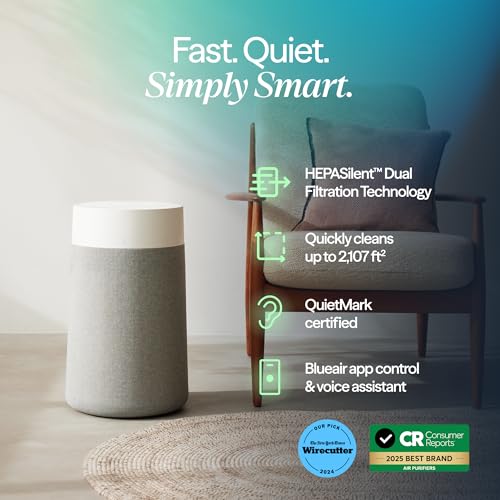 BLUEAIR Blue Pure 311i Max Smart Air Purifier for Medium Rooms up to 1,800 Sq Ft HEPASilent Air Cleaner for Pets Allergies Smoke & Dust WiFi Air Purifier with Auto Mode Quiet Air Purifier for Bedroom