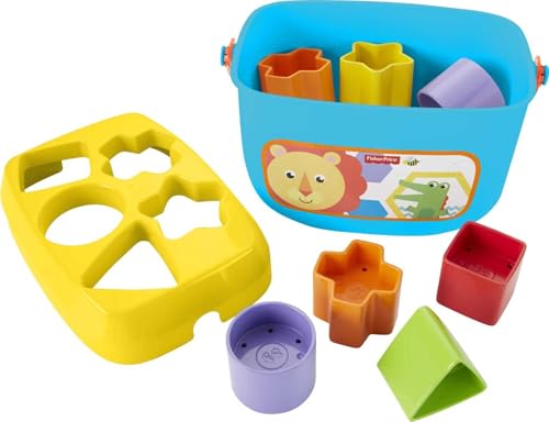 Fisher-Price Baby’s First Blocks & Rock-a-Stack Toy Set, Bucket of 10 Shapes & Ring Stacking Activity for Developmental Play Ages 6+ Months ( Exclusive)