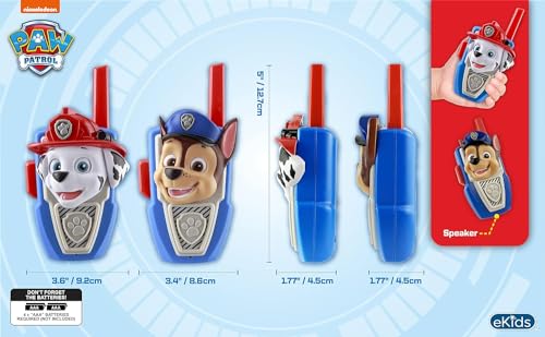 Paw Patrol Toy Walkie Talkies for Kids, Static Free Extended Range Indoor and Outdoor Toys (Chase Marshall)