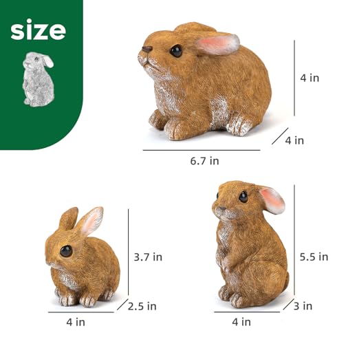 LEGIFO Bunny Decor Yard Decorations Outdoor Set of 3, Bunny Decorations for Home Garden Outdoor Statues, Easter Rabbit Figurines mom Gifts