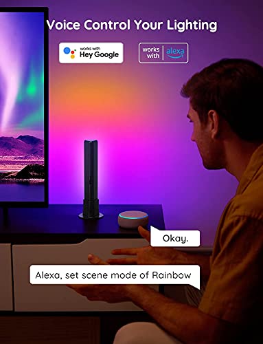 Govee Smart LED Light Bars, Work with Alexa and Google Assistant, RGBICWW WiFi TV Backlights with Scene and Music Modes for Gaming, PC, Living Room Decoration, Black