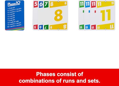 Mattel Games Phase 10 Card Game with 108 Cards, Makes a Great Gift for Kids, Family or Adult Game Night, Ages 7 Years and Older ( Exclusive)
