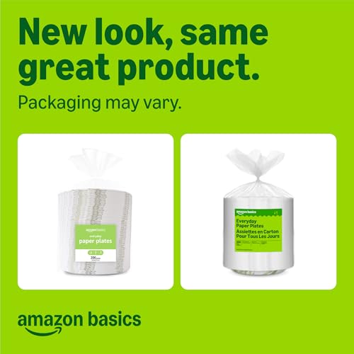 Basics Everyday Paper Plates, 8.62 Inch, Disposable, 200 Count, Packaging May Vary