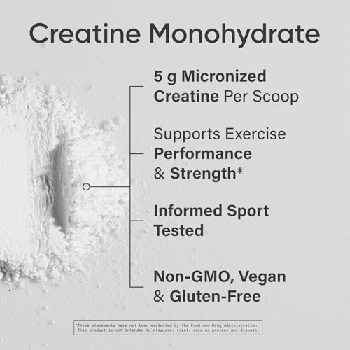 Sports Research Creatine Monohydrate - Gain Lean Muscle, Improve Performance and Strength and Support Workout Recovery* - 5 g Micronized Creatine - 17.64 oz