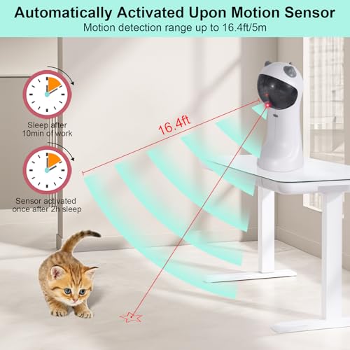 TBTeek Cat Toy, Automatic Motion-Activated, 5 Fun Patterns, 4 Speed Modes, Adjustable Light Angles, Random Rotating Trajectory, Rechargeable