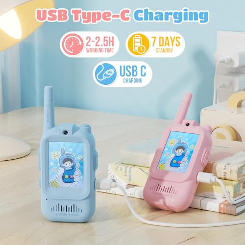 Video Walkie Talkies for Kids – Kids Walkie Talkies 2 Pack with Voice Changer, 1000 Feet Range, Fun Toys for Indoor Play, Camping, Hiking, Travel – Birthday for Boys and Girls Ages 3-10