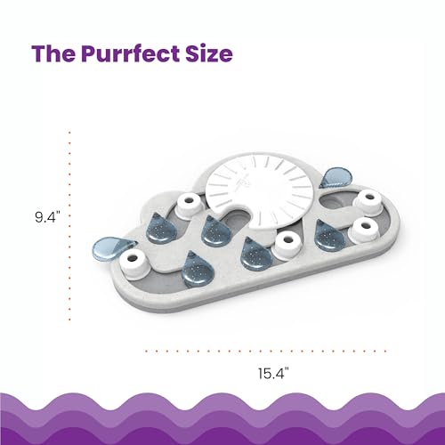 Catstages Nina Ottosson Rainy Day Puzzle & Play Cat Puzzle Feeder – Interactive Treat Game for Indoor Cats, Level 3 Slow Feeder Enrichment Toy, 13.8" x 14"
