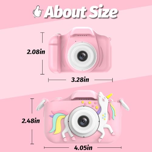 Goopow Kids Camera Toys for 3-8 Year Old Girls Boys,Children Digital Video Camcorder Camera with Cartoon Soft Cover, Best Chritmas Birthday Festival Gift for Kids - 32G SD Card Included