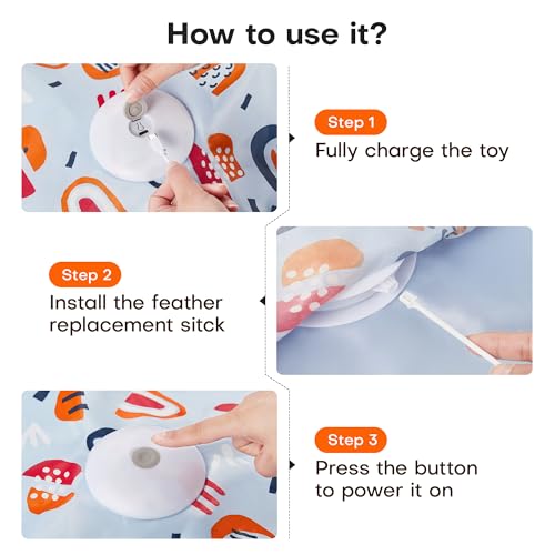 Potaroma Hide and Seek Interactive Cat Toys, Moving Concealed Wand Feather, Automatic Chargeable Indoor Kitten Exercise Kicker, Mouse Squeaky, Floral Cover