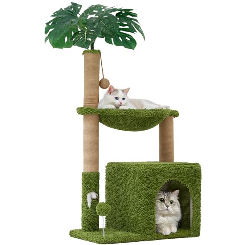 Woochpet 37" Cat Tree Tower for Indoor Cats Multi-Functional Comfy Cat Bed - with Sturdy Scratching Post, Cozy Hammock for Kittens and Small Cats,Cute Cat Tower with Fun Mouse Hole and Toy Ball