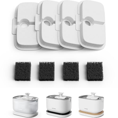 PETLIBRO 4 Packs Replacement Filters for Dockstream Cat Water Fountain PLWF105/PLWF115/PLWF005, 2 Months Set of Replacement Filters for Ultra Quiet Pet Water Fountain