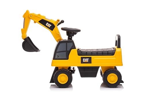 Best Ride On Cars CAT Excavator Push Car – Licensed Caterpillar Ride-On Digger Toy for Kids with Rotating Bucket & Under-Seat Storage – Construction Vehicle for Toddlers
