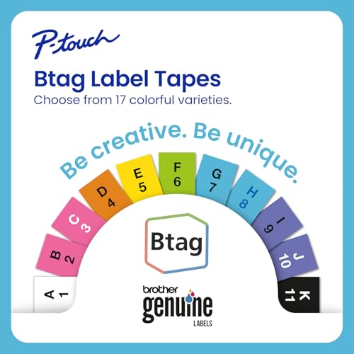 Brother P-Touch PT-N10 Personal Handheld Label Maker, Portable and Prints, P-Touch Btag ~½” (12mm) Wide Color Personalized Label Tapes,