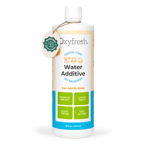 Oxyfresh Premium Pet Dental Care Solution Pet Water Additive: Best Way to Eliminate Bad Dog Breath and Cat Bad Breath - Fights Tartar & Plaque - So Easy, Just Add to Water! Vet Recommended 16 oz.