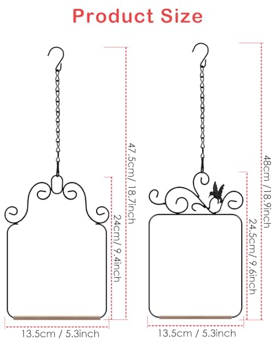 PACETAP Hummingbird Swings and Perches Metal Frame 2 Pack, Wild Bird Swing Outdoor Bird Perch with Wooden Dowel and 2 Hanging Chain for Hanging Indoor, Outdoor, Trunk, Lawn, Patio, Garden (Black)