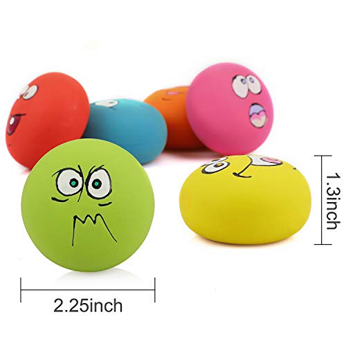 Smile Face Dog Squeaky Toys Soft Latex Squeak Balls for Puppy Small Pet Dogs 6 Pcs/Set