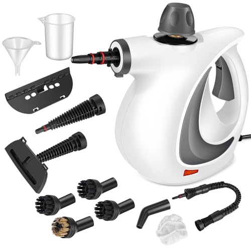 Handheld Pressurized Steam Cleaner with 12 pcs Accessories, Steamer for Cleaning, Steam Cleaner for Home Use, Steamer for Cleaning Car, Furniture, Floor, Upholstery, Grout and Tile, Deep Gray