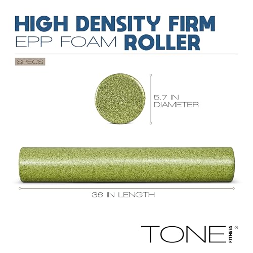 Tone Fitness High Density EPP Foam Exercise Foam Roller for Yoga, Pilates, Stretching, Massage, and Recovery | Multiple Sizes and Colors