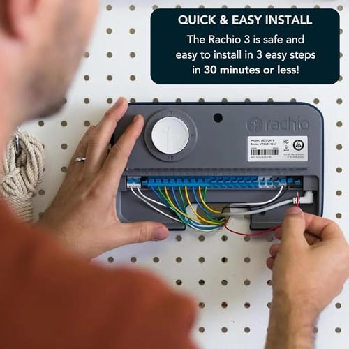 Rachio WiFi Smart Sprinkler Controller (8-Zone Irrigation Remote Control) – App-Based Scheduling, Local Weather Intelligence, Rain Skips, Easy DIY Install