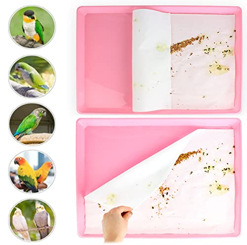 Firdnyohs 100PCS Bird Cage Liner Papers, Disposable Cage Paper Liners Precut Absorbent Cushion Pad Mat Accessories for Pet Bird Parrot (White)