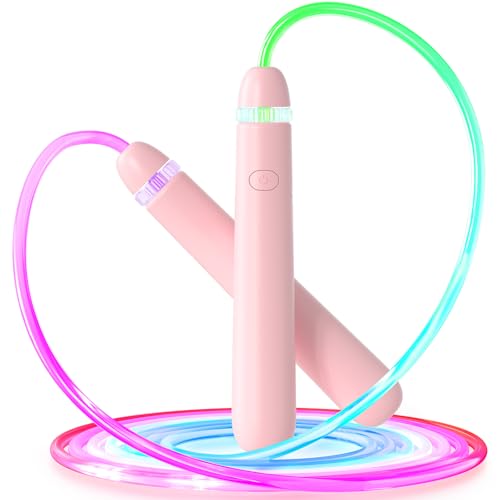 LED Light Up Jump Rope for Kids and Adult, Adjustable Glowing Skipping Rope for Boys and Girls, Colorful Luminous Jumping Rope for Fitness and Workout