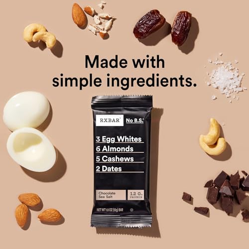 RXBAR Protein Bars, Protein Snack, Snack Bars, Chocolate Sea Salt, 22oz Box (12 Count)