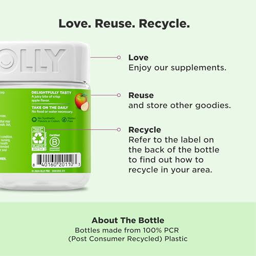 OLLY Metabolism Gummy Rings, Apple Cider Vinegar, Vitamin B12, Chromium, Energy and Digestive Health, Chewable Supplement, Apple Flavor - 30 Count