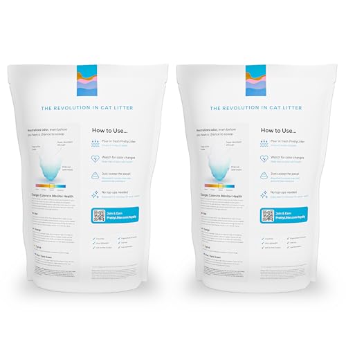 PrettyLitter Health Monitoring Cat Litter (Unscented, Non Clumping) | Lightweight & Low Tracking, Color Changing Silica Gel Crystals, Advanced Odor Control — 6 Lbs, Pack of 2 (Up to 2 Month Supply)