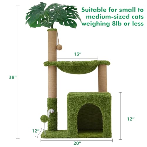Woochpet 37" Cat Tree Tower for Indoor Cats Multi-Functional Comfy Cat Bed - with Sturdy Scratching Post, Cozy Hammock for Kittens and Small Cats,Cute Cat Tower with Fun Mouse Hole and Toy Ball