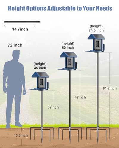 Onlyfly Bird Feeder Pole Stand – 74.5 Inch Height Feeding Station with 1-Inch Dia Heavy Duty for Hanging Feeders, Bird House Pole Mount Kit for Outdoor, Slip-Fit Connection