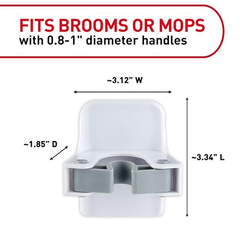 Command Broom Grippers, 3 Hangers and 6 Strips, Damage-Free Mop and Broom Holder Wall Mount, Household Cleaning Tool Organizer for Kitchen, Laundry Room, Closet, Holds up to 4 lb