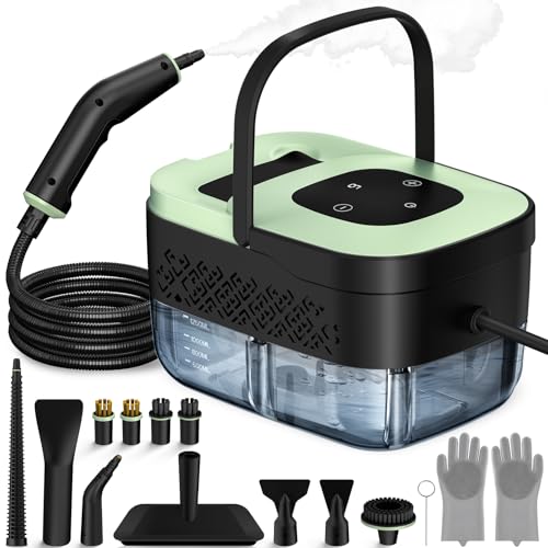 Steam Cleaner, Portable Steamer for Cleaning with 16pcs Accessories, 6-Level Adjustable and 15s Heat-Up, Handheld Steam Cleaner for Home, Tile, Dirt, Grout, Grease, Car Detailing