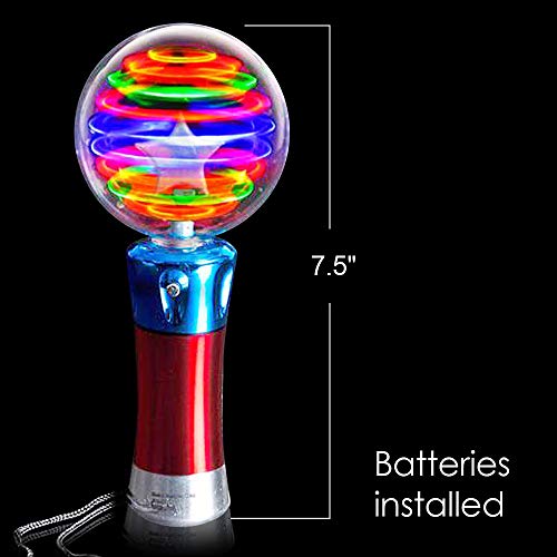 ArtCreativity Spinning Light Up Toy Wand – Magic Ball with LED Lights, Sensory Spinner for Kids, Party Favors & Classroom Prizes, Autism-Friendly Gift