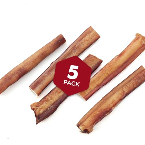 Best Bully Sticks Thick 6 Inch Bully Sticks for Dogs - 5 Count (Pack of 1) - Natural, Grass-Fed Beef, Single Ingredient, Grain and Rawhide Free - Large Breeds