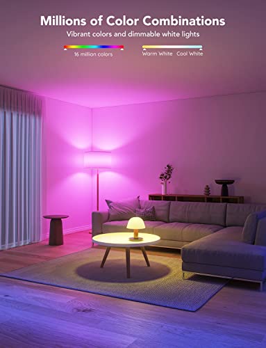 Govee LED Smart Light Bulbs, 1000LM Color Changing Light Bulb, Wi-Fi & Bluetooth, Work with Alexa and Google Assistant, Dimmable RGBWW A19 75W Equivalent Smart Bulbs for Bedroom, Living Room, 2 Pack