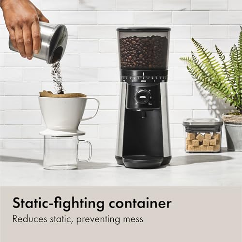 OXO Brew Conical Burr Coffee Grinder - Silver, Stainless Steel Burrs, One-Touch Automatic Smart Grind