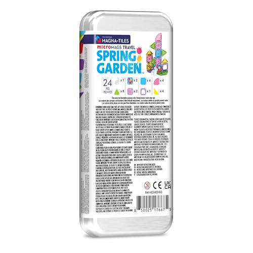 MAGNA-TILES microMAGS 24-Piece Spring Garden Travel Set, The Original Magnetic Building Brand