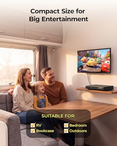 DVD Players for TV with HDMI, DVD Players That Play All Regions, Simple DVD Player for Elderly, CD Player for Home Stereo System, Included HDMI and RCA Cable