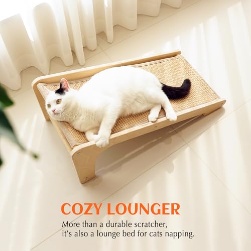 PETKARAY Cat Scratcher, Cat Sisal Scratching Ramp, L Shape Cat Scratch Pad for Indoor Cats, Wall Furniture Protector with Catnip Large