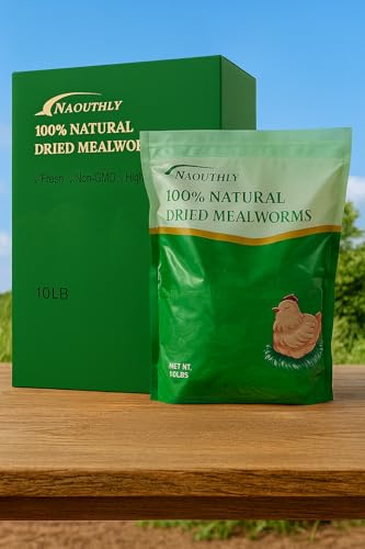 Bulk Dried Mealworms 10Lb Bag -Premium Non-GMO Dried Mealworms for Chicken, Nutritious High Protein - 100% Natural for Laying Hens, Birds, Ducks, Chicken Feed