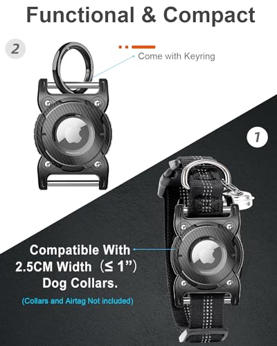 ONEONTA Airtag Dog Collar Holder | Airtag Dog Waterproof - Airtag Holder for Dog Collar with Removable Metal Loop, Sturdy TPU, Lightweight, Compact Size, Fits 1" Width Collar