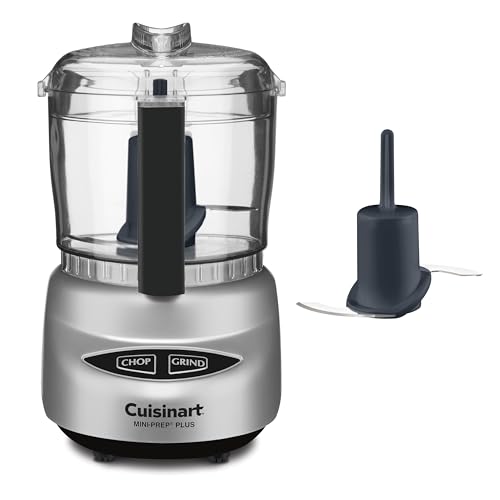Cuisinart Mini-Prep Plus Food Processor, 3 Cup Mini Food Processor to Chop Herbs, Vegetables, and Hard Cheese, 3 Cup Work Bowl, Reversible Stainless Steel Blade, DLC-2ABC, Brushed Chrome