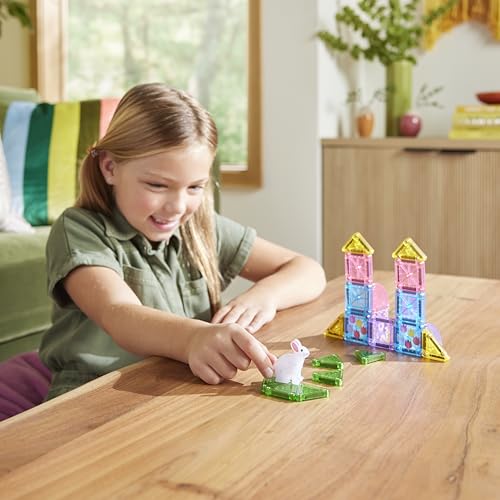 MAGNA-TILES microMAGS 24-Piece Spring Garden Travel Set, The Original Magnetic Building Brand