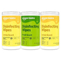 Basics Disinfecting Wipes, Lemon & Fresh Scent, Sanitizes/Cleans/Disinfects/Deodorizes, 255 Count (2 Packs Lemon, 1 Pack Fresh Scent)