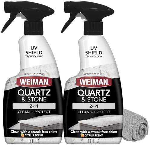 Weiman Quartz Countertop Cleaner and Polish (2 Pack w/Micro Towel) Clean and Shine Your Quartz Countertops Islands and Stone Surfaces with Ultra Violet Protection