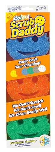 Scrub Daddy Color Sponges - Scratch-Free Multipurpose Dish Sponges for Kitchen, Bathroom & Household Cleaning - Made with BPA-Free Polymer Foam (3 Count)