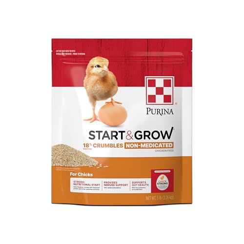 Purina Start and Grow | Non-Medicated Chick Feed Crumbles | Nutritionally Complete - 5 Pound (5 lb) Bag