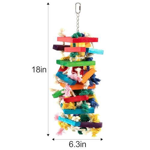Extra Large Natural Wood Bird Toys for Macaws, African Grey,  Parrots Gifts