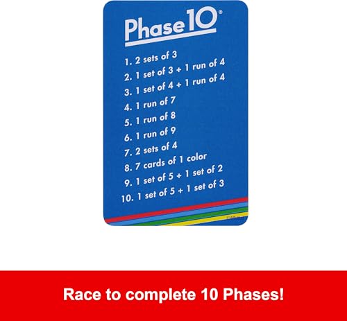 Mattel Games Phase 10 Card Game with 108 Cards, Makes a Great Gift for Kids, Family or Adult Game Night, Ages 7 Years and Older ( Exclusive)